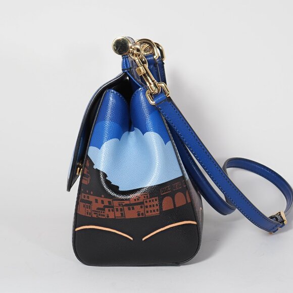 Dolce & Gabbana Firenze Miss Sicily Bag Blue Leather Top Handle - Picture 3 of 9